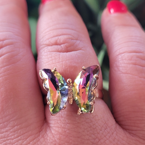 Gold plated multi color butterfly 🦋 ring - Picture 2 of 2